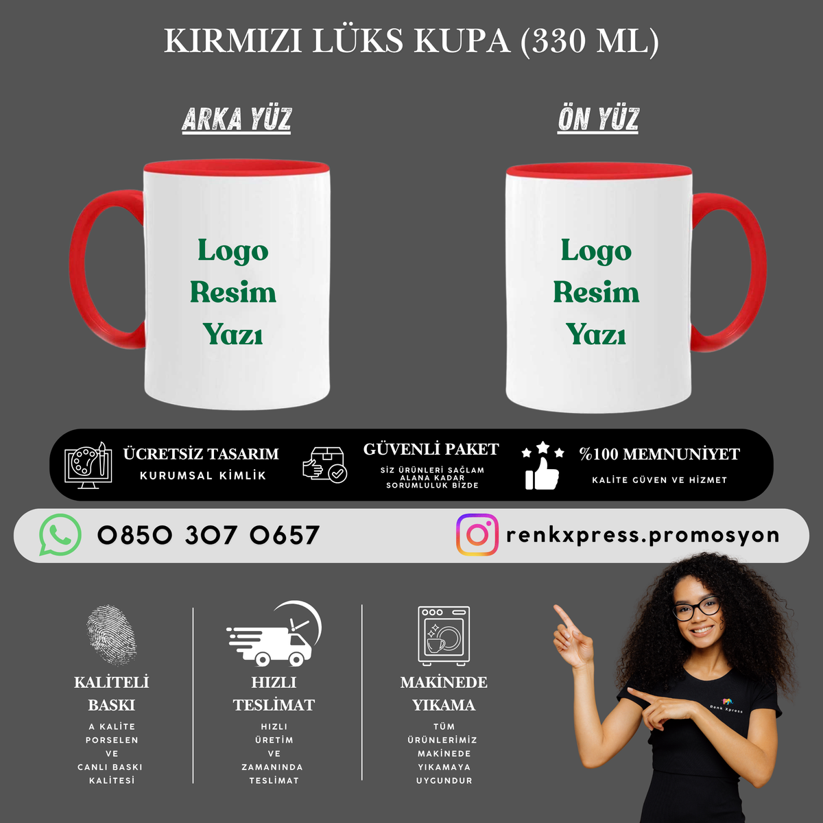 330 ml Kırmızı Lüks Kupa