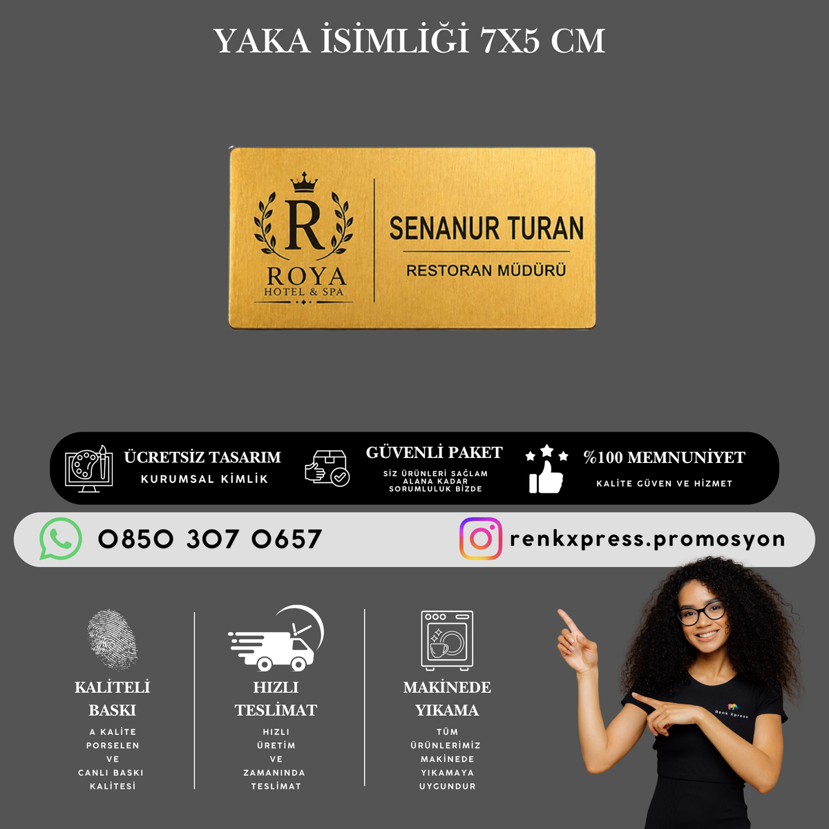 Dikdörtgen Metal Yaka isimliği