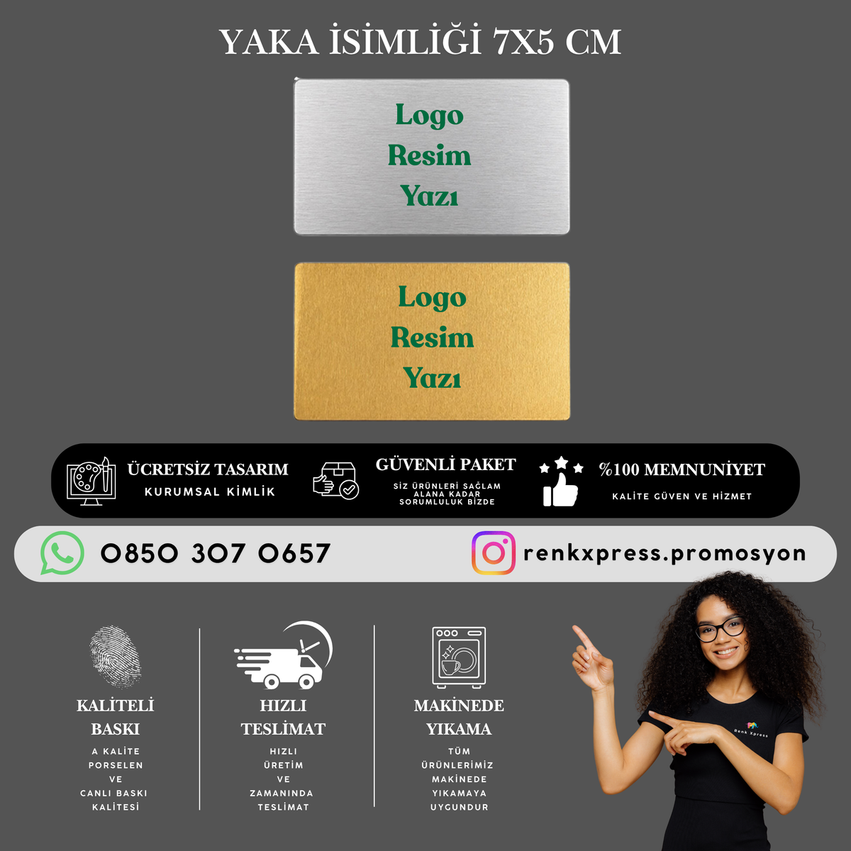 Dikdörtgen Metal Yaka isimliği