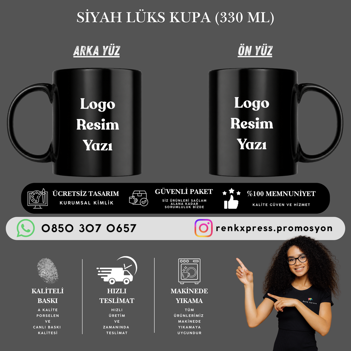 330 ml  Siyah Lüks Kupa
