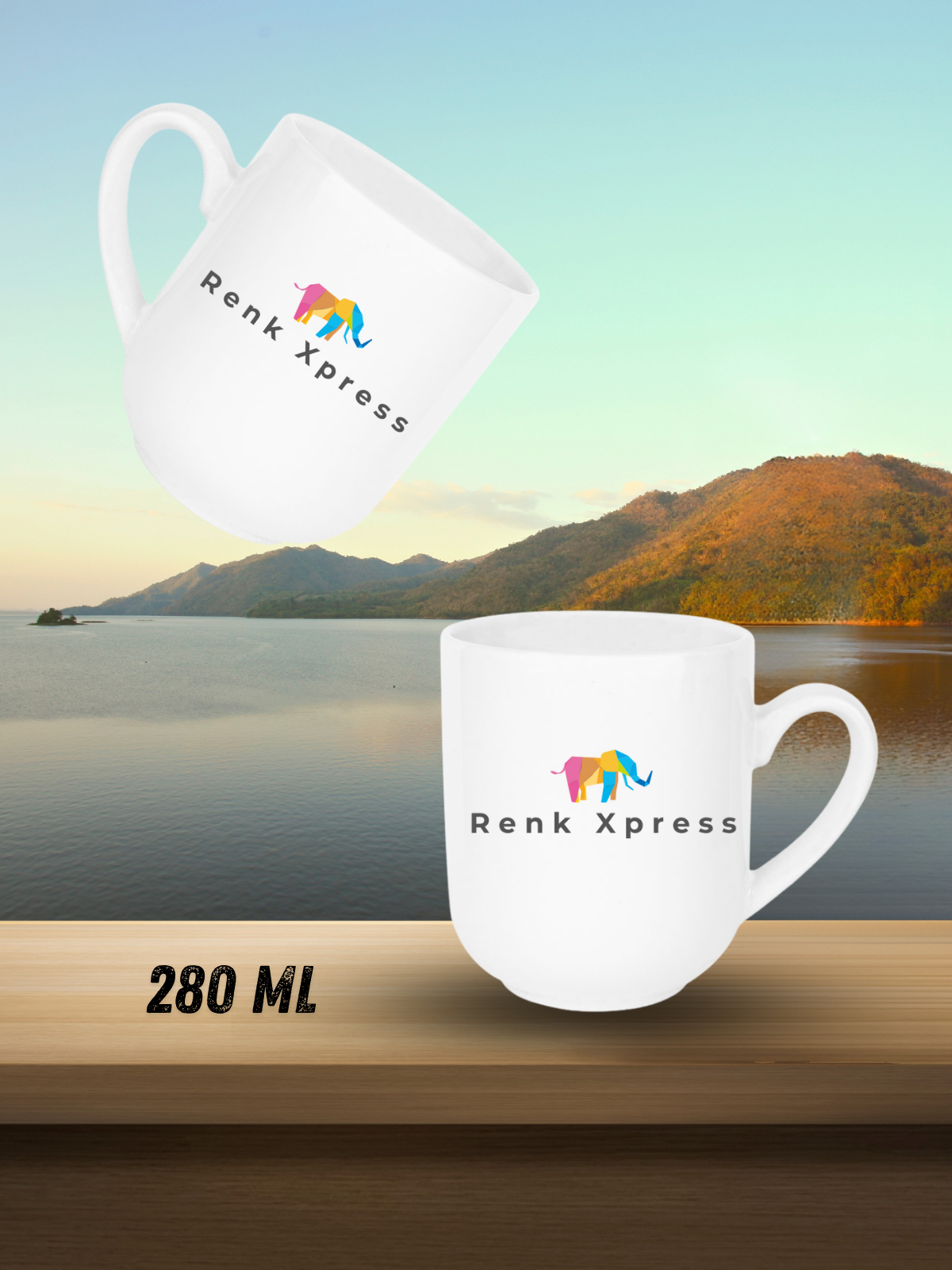 280 ml Kişiselleştirilebilir Porselen Kupa – Promosyon & Kurumsal Hediyelik Elite Beyaz