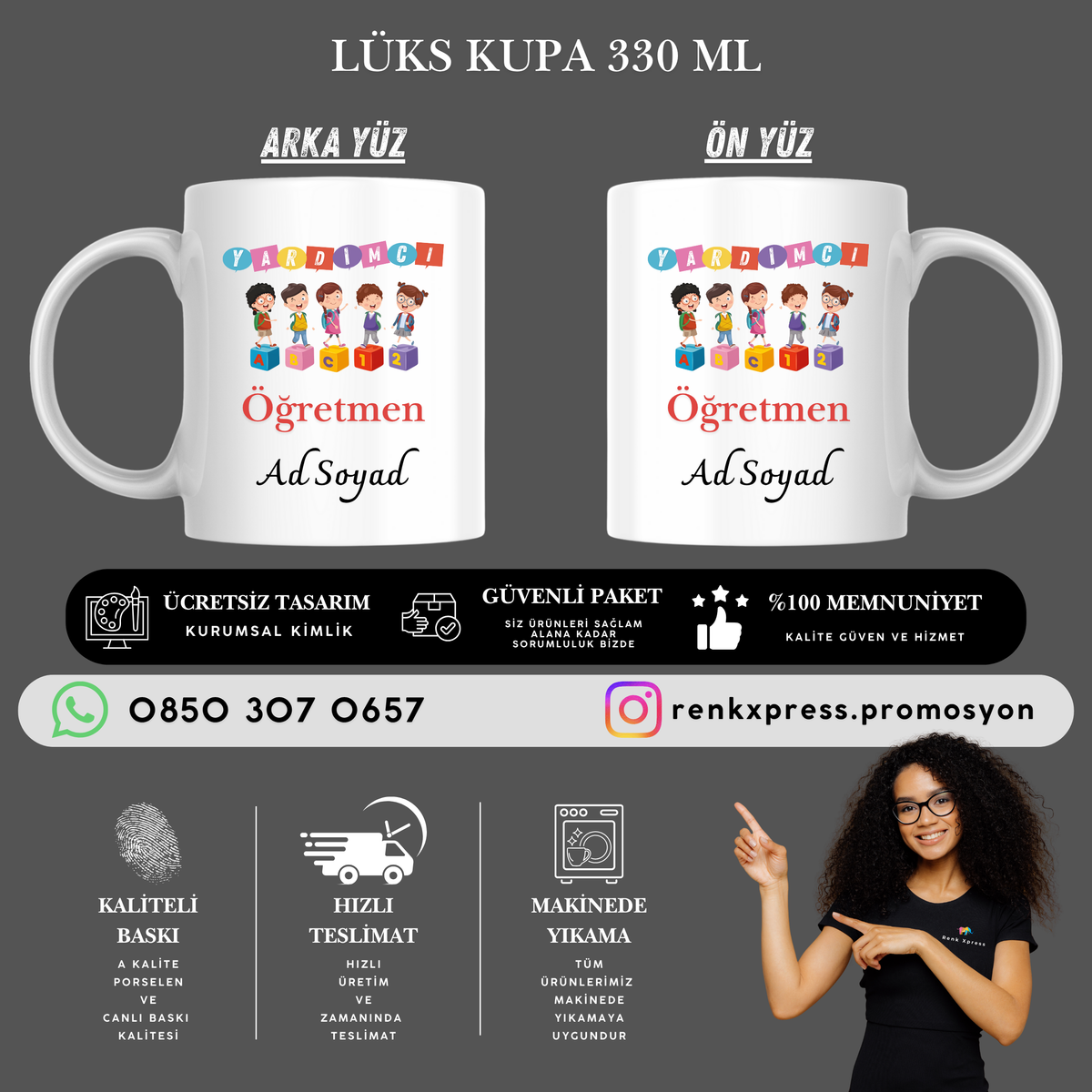 Yardımcı Öğretmen Lüks Porselen Kupa