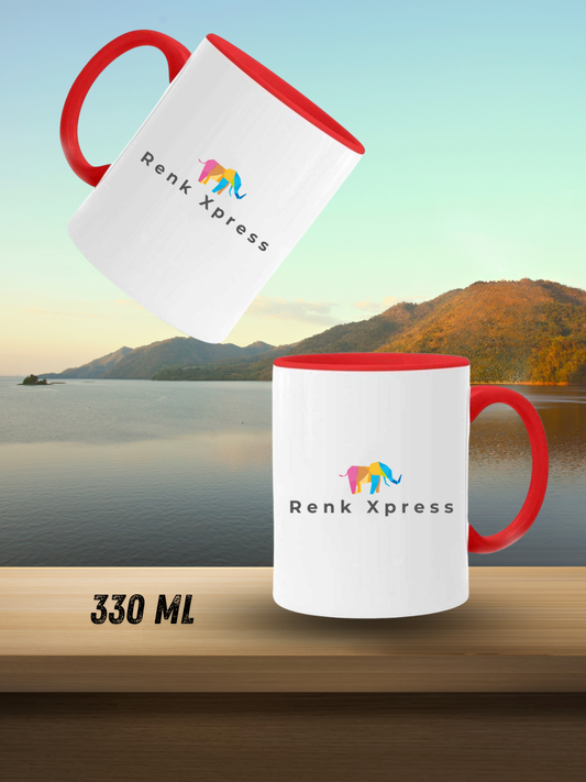 330 ml Kişiselleştirilebilir Porselen Kupa – Promosyon & Kurumsal Hediyelik Kırmızı