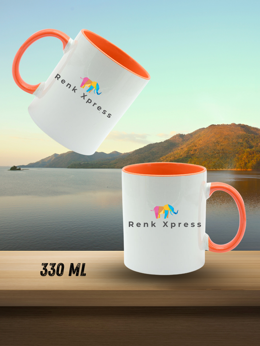 330 ml Kişiselleştirilebilir Porselen Kupa–Promosyon&Kurumsal Hediyelik Turuncu